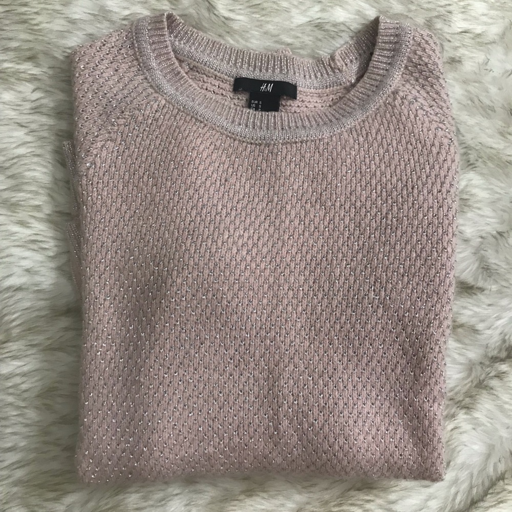 H&M pink and silver metallic sweater/ pullover